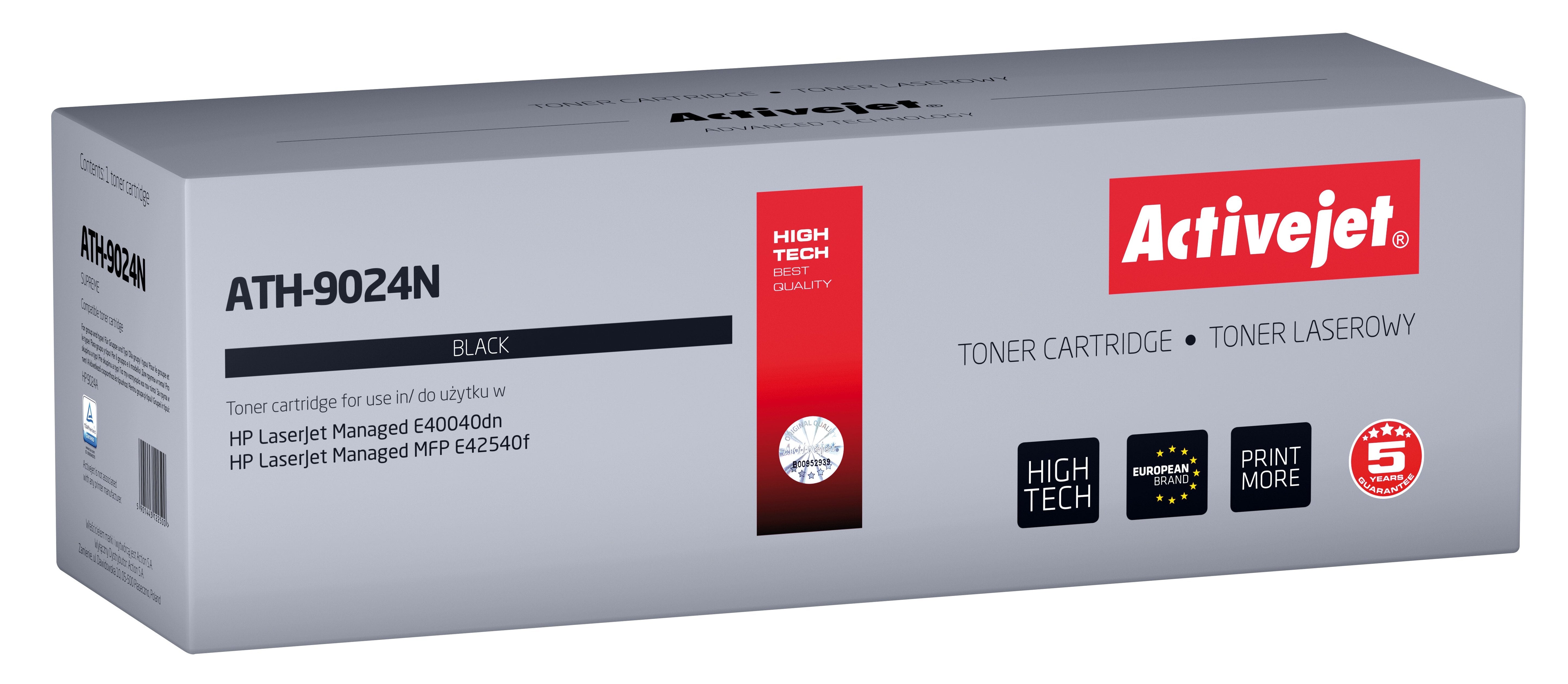 Toner Activejet Ath-9024n Para Impresoras Hp Recambio Hp W9024mc; Supreme; 11500 Páginas; Negro