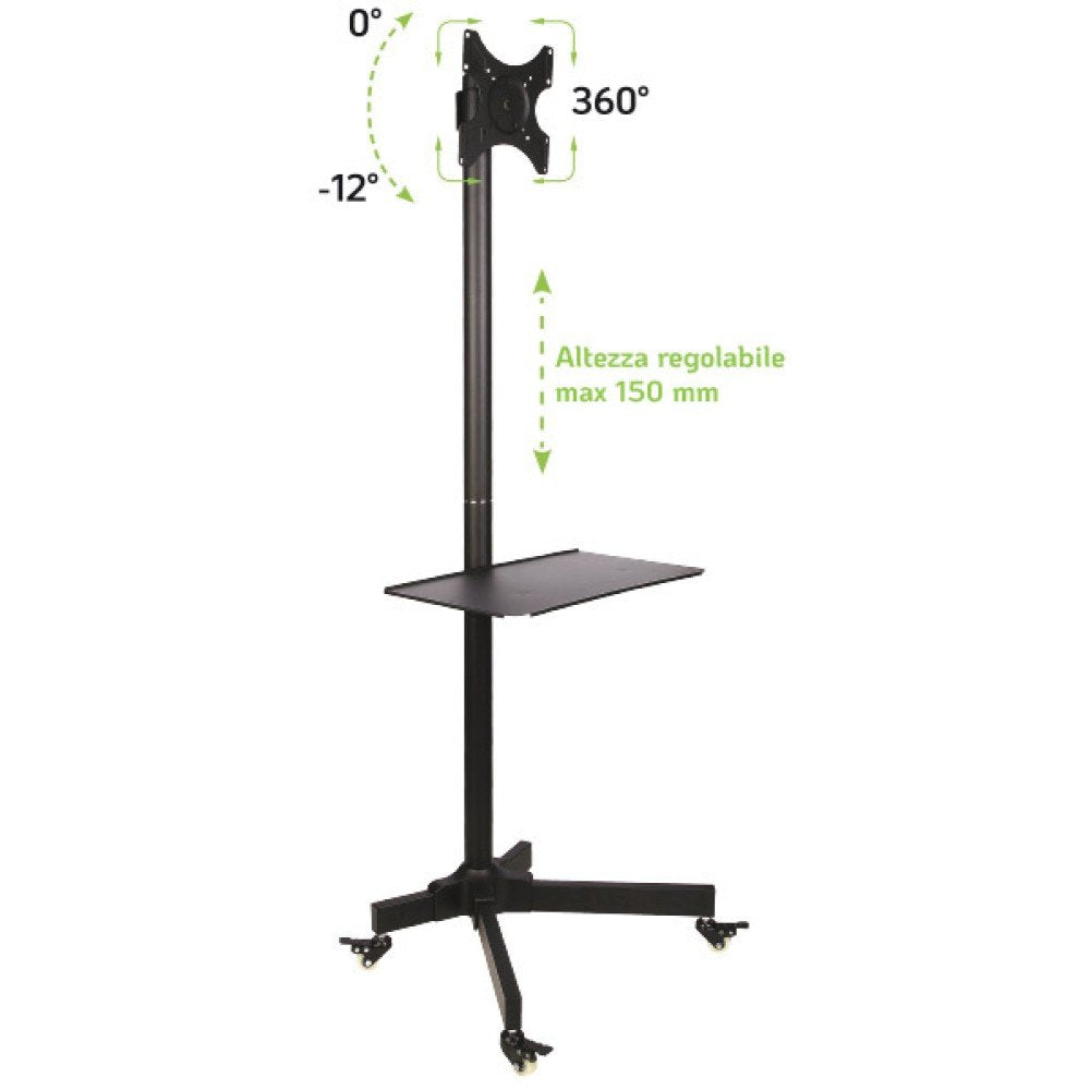Techly Ica-Tr20 Soporte De Pie Para Pantalla Plana 94 Cm (37") Soporte De Suelo Con Ruedas Para Pantalla Plana Negro