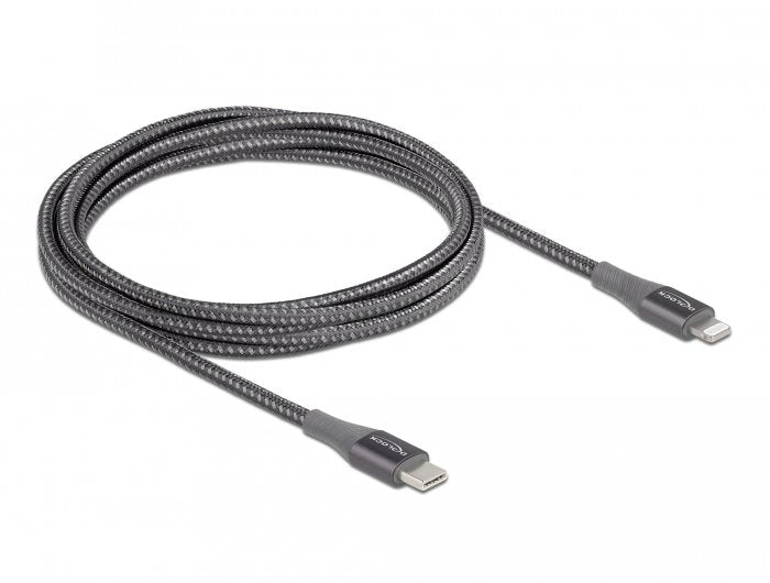 Delock 86632 Cable De Datos Y De Carga Usb Type-C A Lightning Para Iphone, Ipad Y Ipod Gris 2 M Mfi