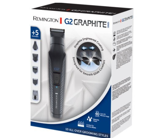 Remington Recortadora De Barba Y Cortapelos G2 Graphite Series - Barbero Y Máquina De Cortar Pelo Inalámbrico, Revestimiento De Grafito, 5 Accesorios, 40 Min Autonomía, Indicador Led Carga - Pg2000