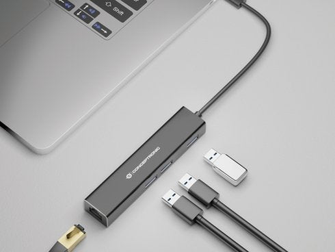 Adaptador Usb-C A Gigabit Ethernet Rj45 Conceptronic Con Hub Usb 3.0 3 Puertos