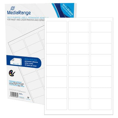 EAN 4260459612872 - MediaRange MRINK150 etiqueta autoadhesiva Permanente Blanco 1200 pieza(s) imagen 1