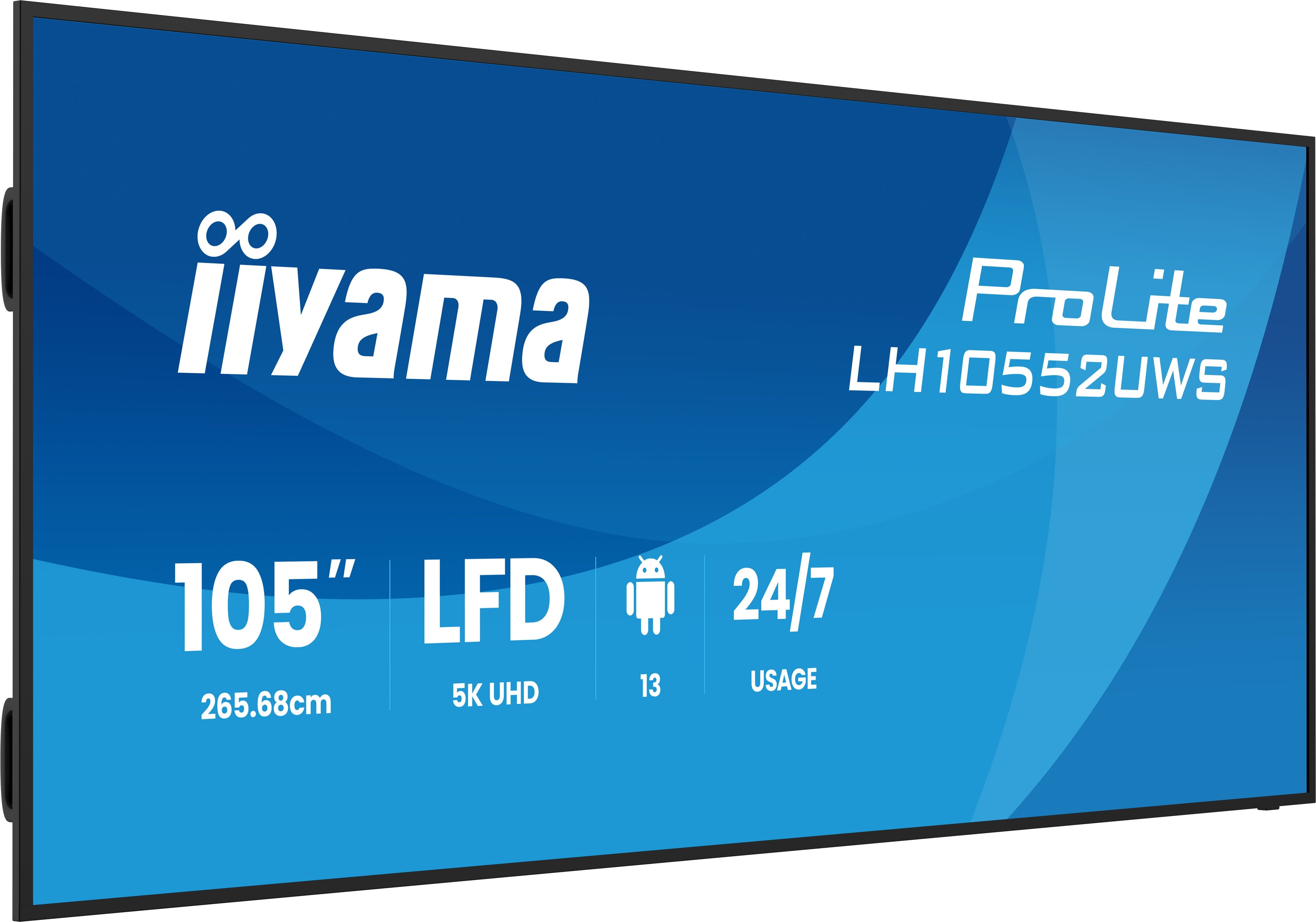 265,7cm 104.6" (5120x2160) Iiyama Lh10552uws-B1ag 21:9 5k Uw Ips 8ms 60hz Hdmi Displayport Usb-C Rj45 Rs-232c Vesa Speaker Wifi Black