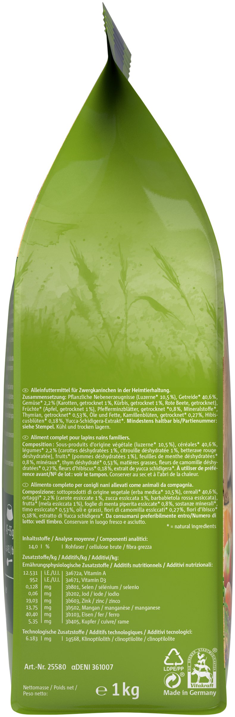 EAN 4008239255426 - Vitakraft 25542 comida para animal de pequeño tamaño Paquete de bolsas de pienso 3 kg Conejo enano imagen 3