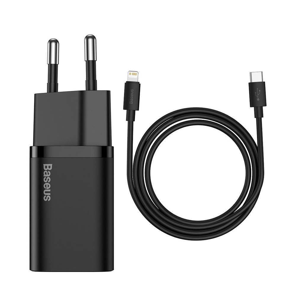 Cargador De Pared Baseus Con Cable Usb-C Para Rayos 1m 20w Tzccsup-B01 Negro