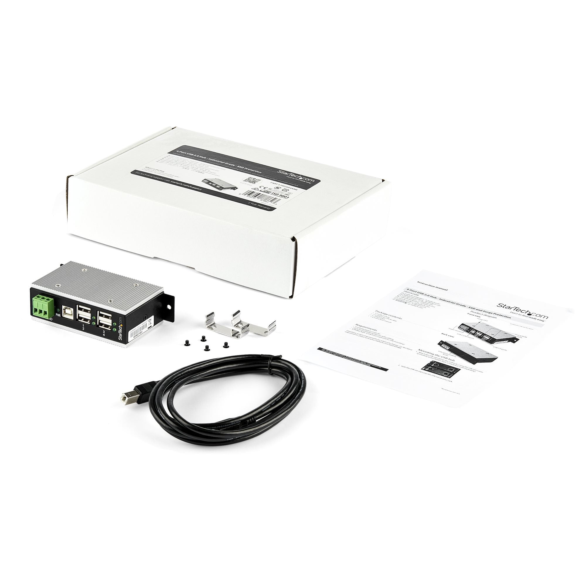 Startech.Com Concentrador Usb 2.0 De 4 Puertos - Hub Industrial De Metal(4xusb-A) Con Esd Y Protección Contra Picos - Temperatura De Funcionamiento Extendida -40 A 85&Deg;C - Instalación En Rieles Din/Pared/Escritorio