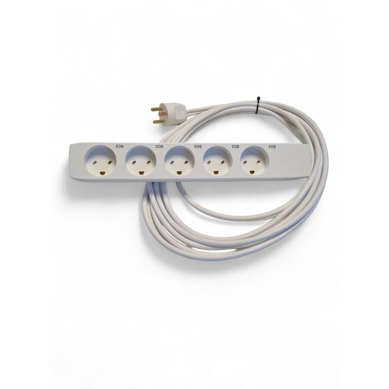 Edb StikdSe Med 5 Udtag, Hvid, 5,0m Ledning