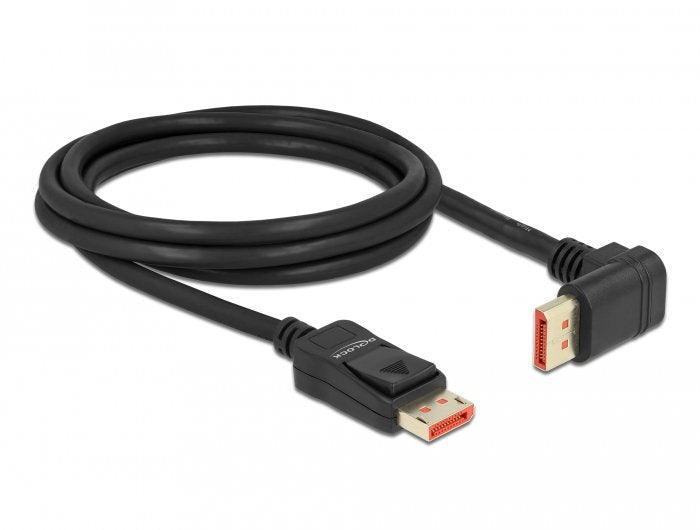 Delock Displayport Cable Stecker Gerade Zu Stecker 90° Oben Gewinkelt 8k 60 Hz 2 M