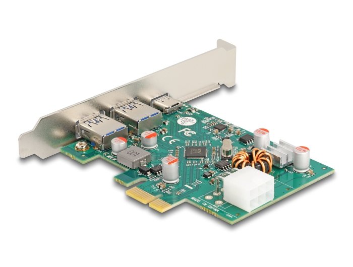 Delock 90229 Tarjeta Pci Express X1 A 1 X Externo Usb Type-C Hembra Pd 30 W + 2 X Usb Externo Tipo-A Hembra Usb 5 Gbps