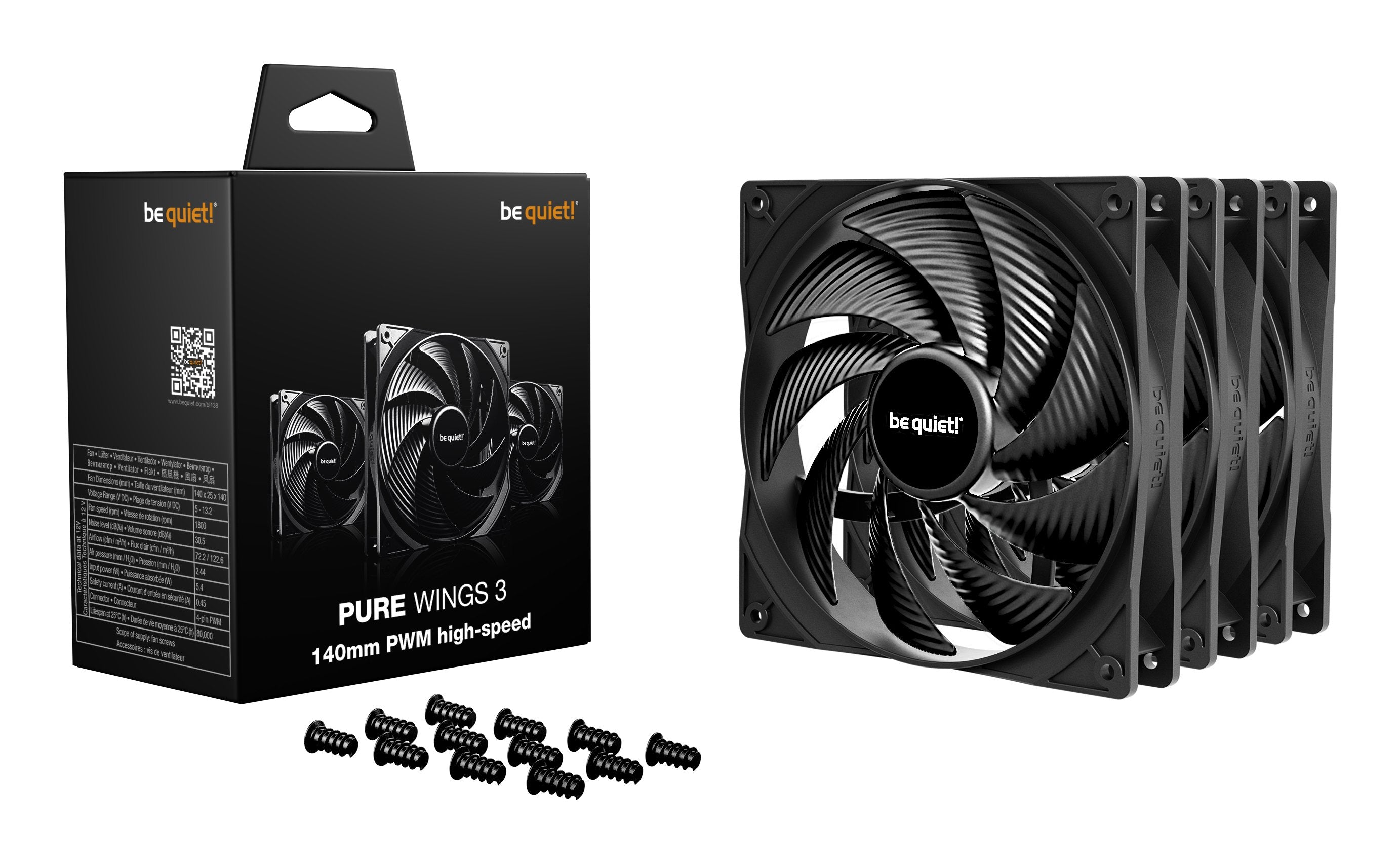 EAN 4260052193846 - be quiet! Pure Wings 3 140 mm PWM high-speed Triple Pack Carcasa del ordenador Ventilador 14 cm Negro 3 p imagen 3