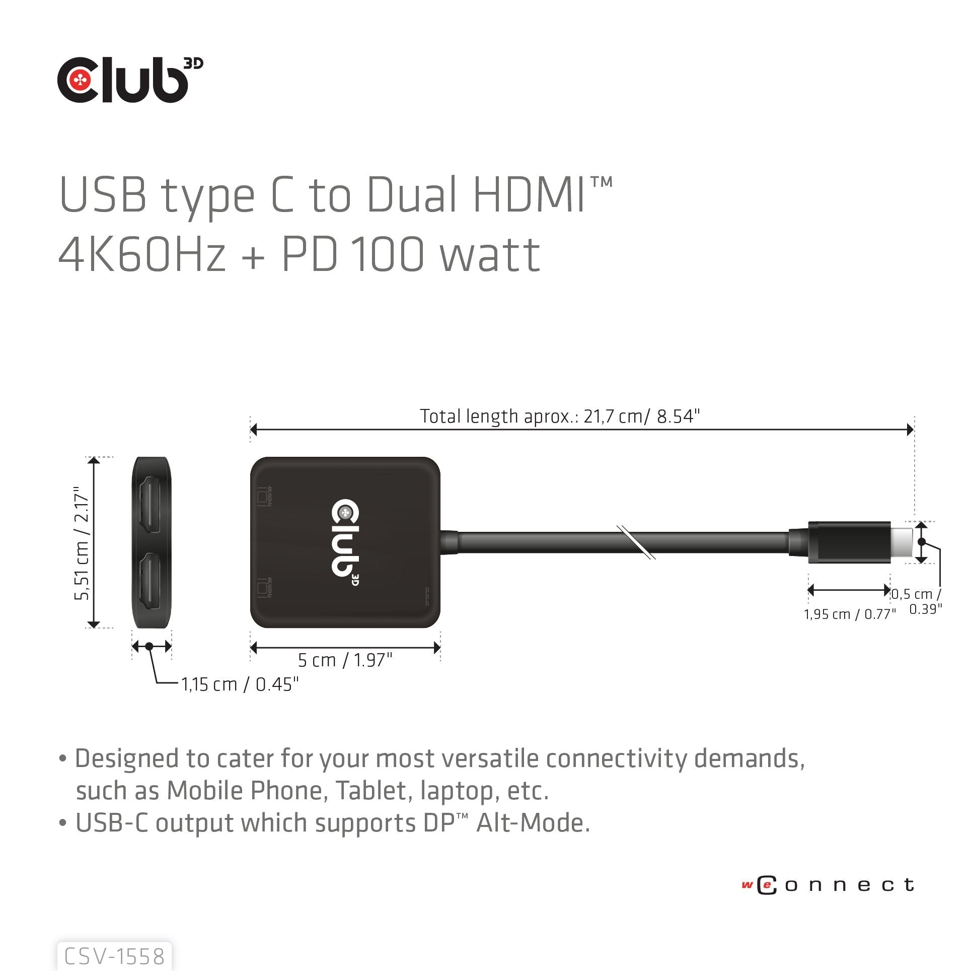 EAN 8719214472979 - CLUB3D CSV-1558 divisor de video USB Tipo C 2x HDMI imagen 3