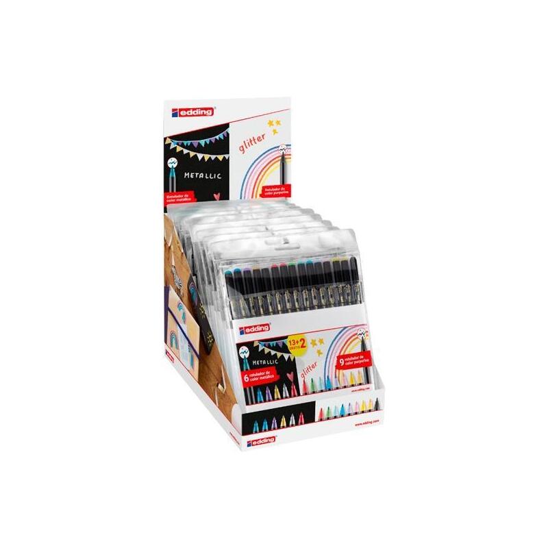 Edding Rotulador 1200 Metálico/Glitter Punta Fina C/Surtidos Expositor 15 Pack 4-1200-15