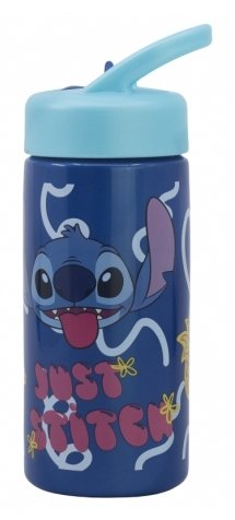 Safta Stitch Sweet Botella De 410ml - Pvc Sin Bpa - Valvula De Salida De Agua - Asa Superior - Tapon Roscado -
