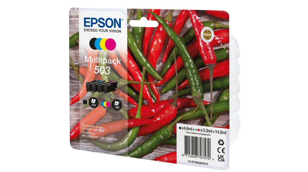 EAN 8715946707570 - Epson 503 cartucho de tinta 4 pieza(s) Original Rendimiento estándar Negro, Cian, Magenta, Amarillo imagen 2