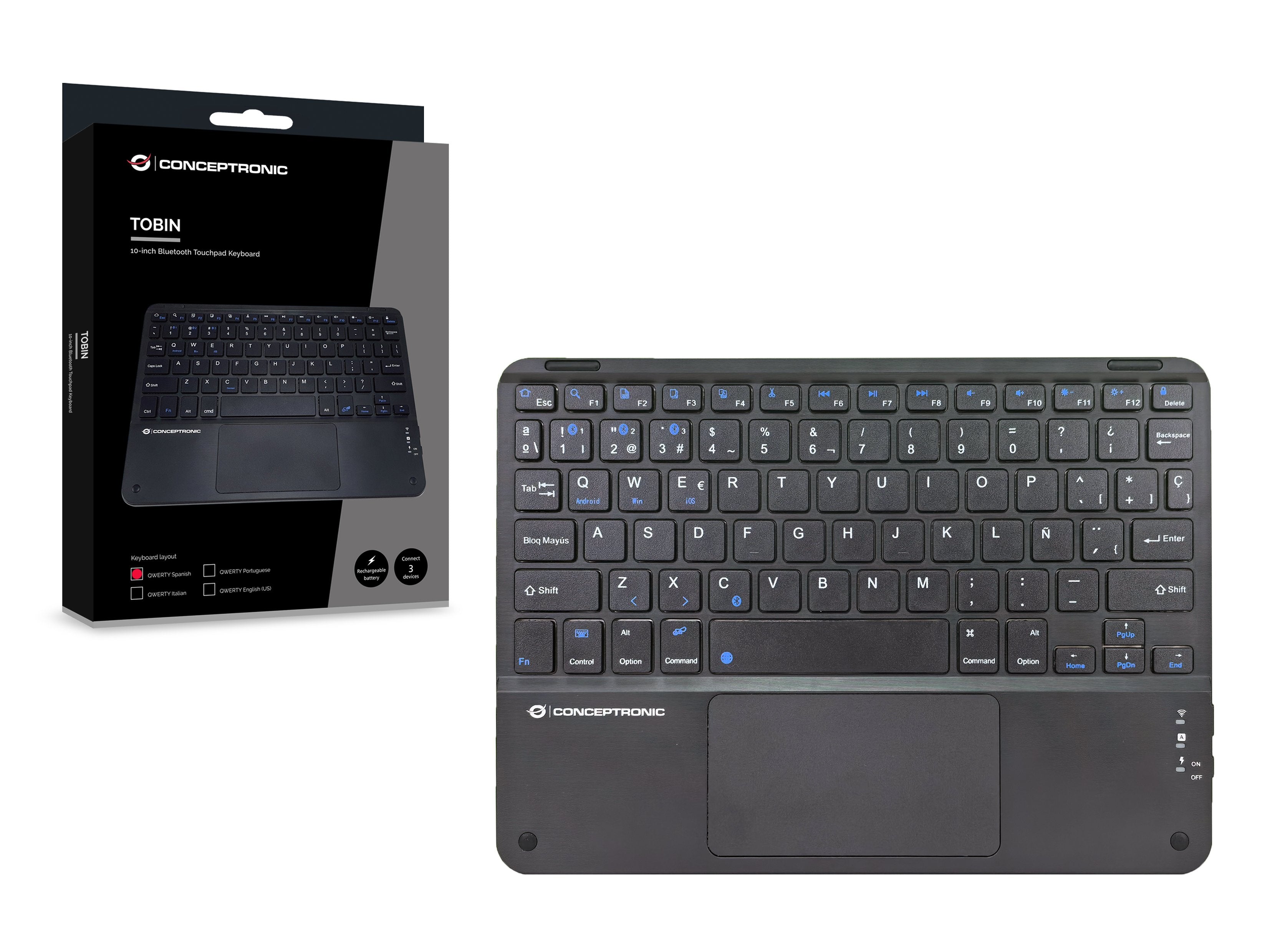 EAN 4015867238851 - Conceptronic TOBIN01BES teclado Universal Bluetooth QWERTY Español Negro imagen 5