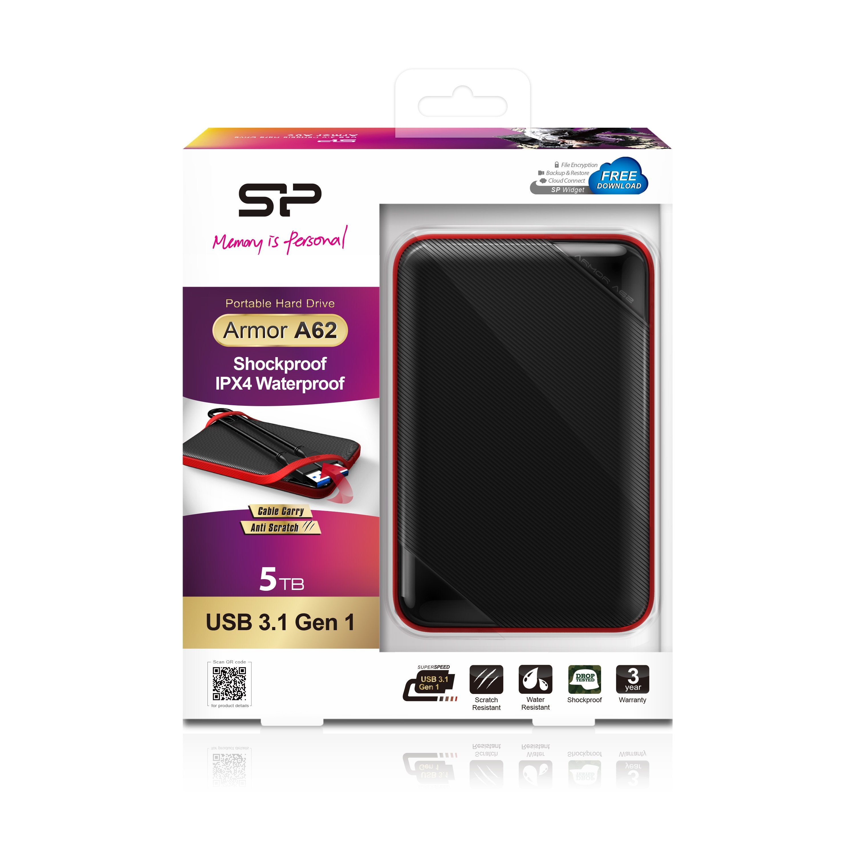 EAN 4712702658439 - Silicon Power Armor A62 disco duro externo 5 TB 2.5" USB tipo A 3.2 Gen 1 (3.1 Gen 1) Negro, Rojo imagen 7