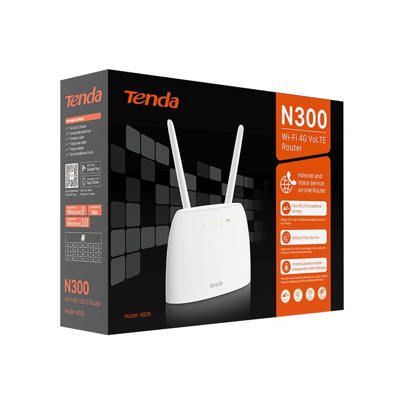 Router Inalámbrico 4g Tenda 4g06 300mbps/ 2.4ghz/ 2 Antenas/ Wifi 802.11b/G/N