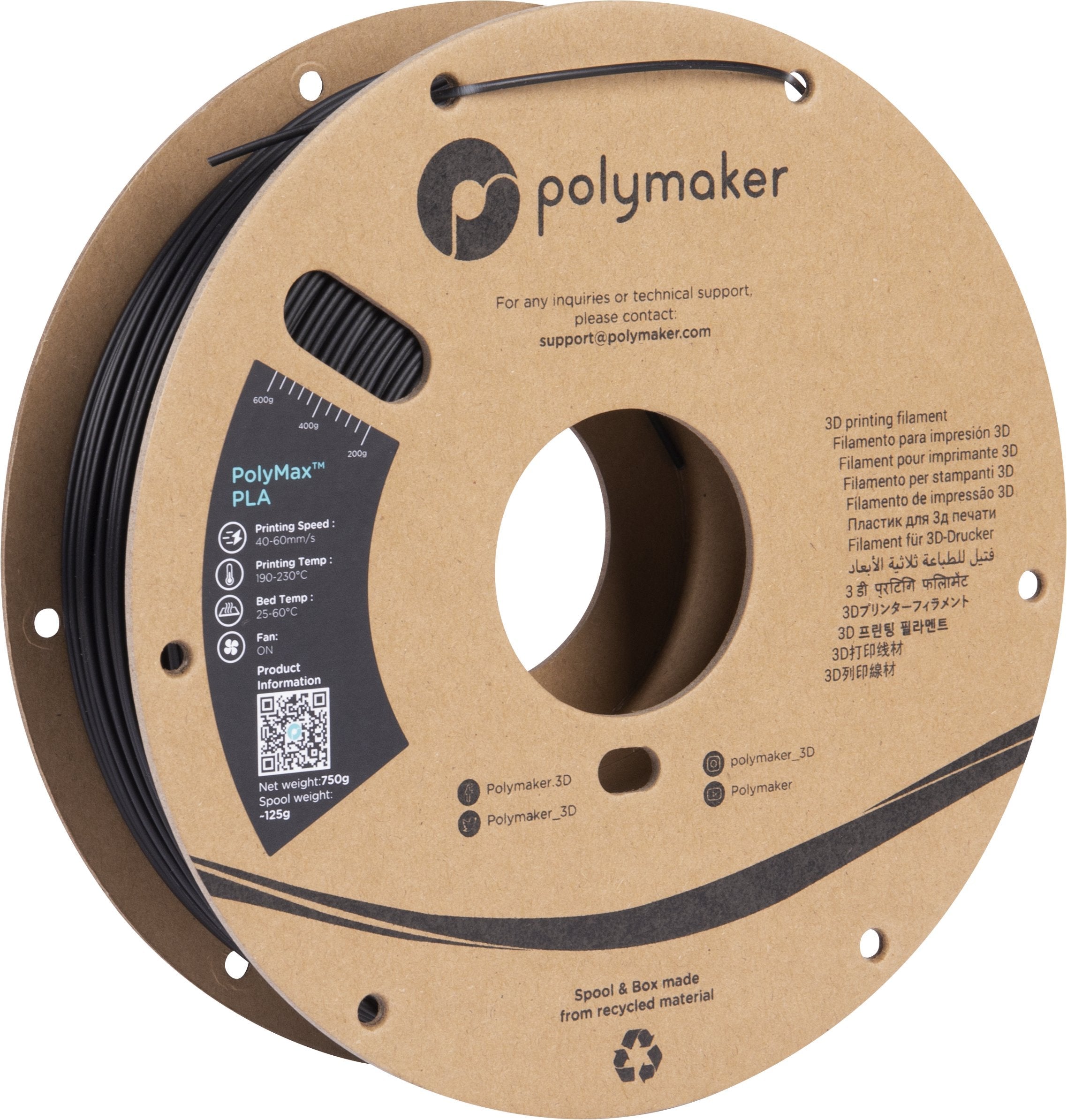 Tough Pla 1,75mm Negro 0,75kg