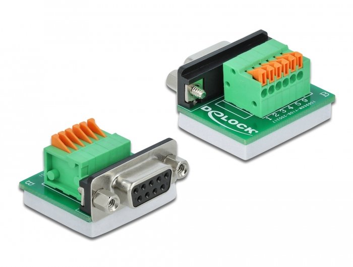 Delock D-Sub9 Buchse Zu Terminalblock Mit Drucktaster Horizontal