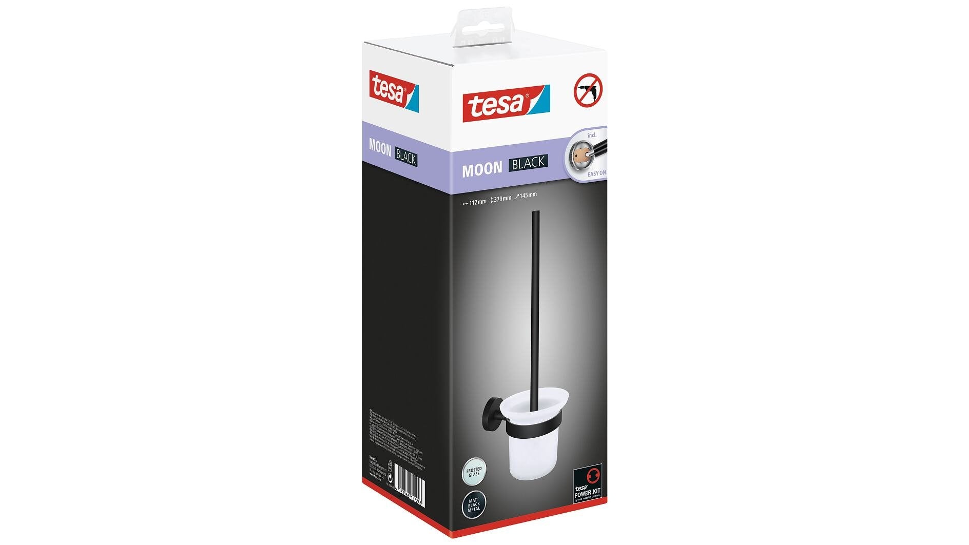 Tesa Toilettenbürste Moon Schwarz, Glas