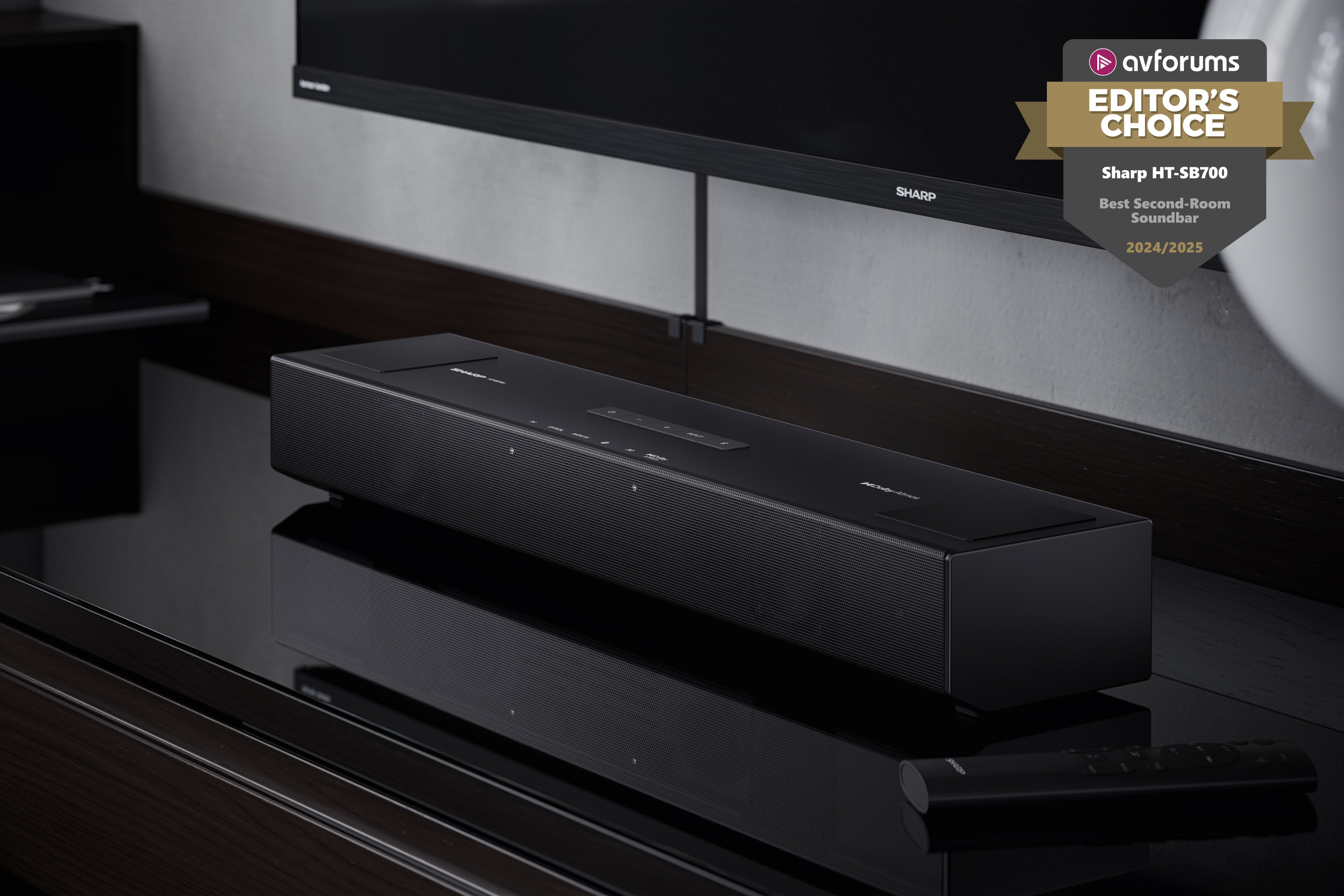 Barra De Sonido Sharp Ht-Sb700 2.0.2 Compact, Dolby Atmos, Bluetooth Con Hdmi Earc/Cec, Potencia Total De 140w, 92cm, Color Negro