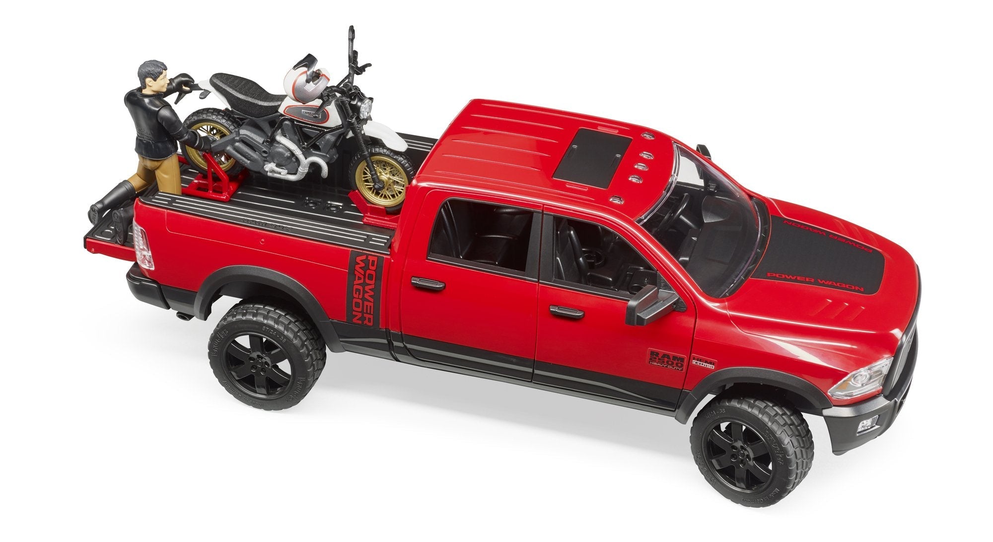 Bruder Ram 2500 Power Wagon Con Ducati Desert Sled Y Conductor