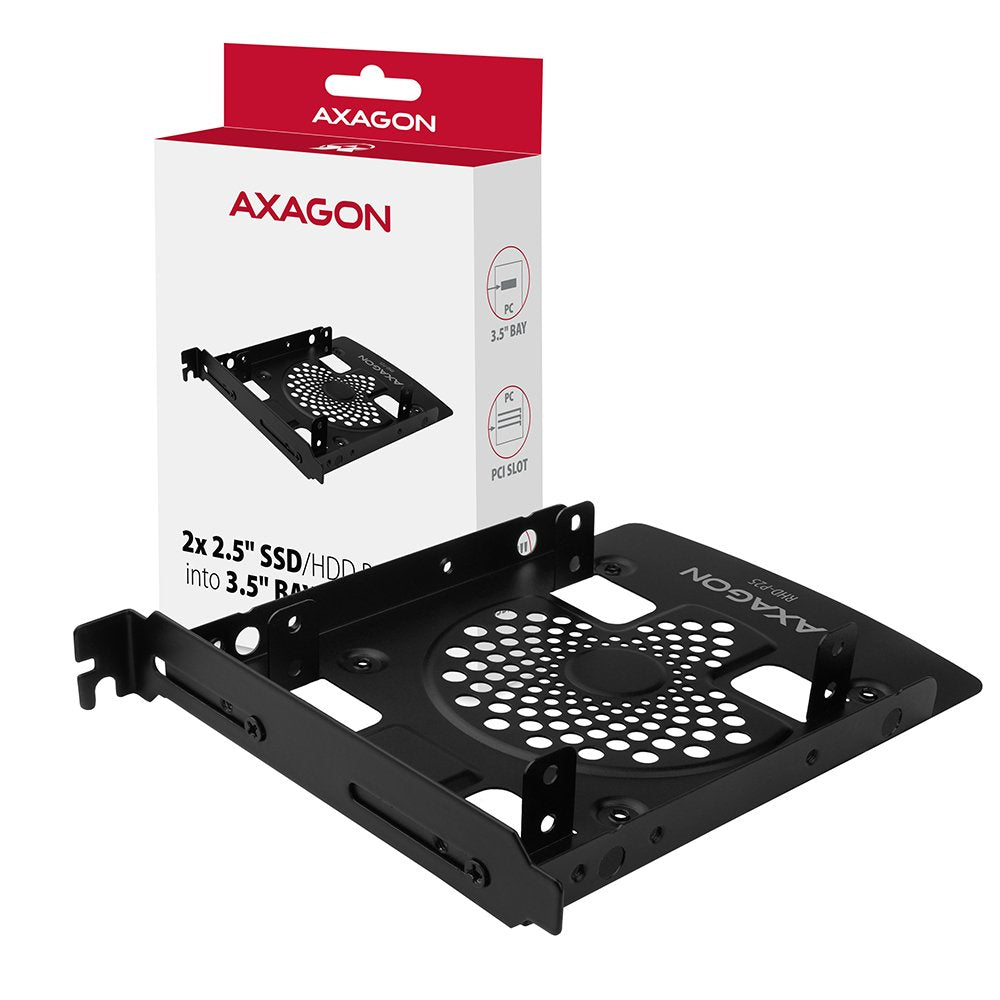 Axagon Rhd-P25, Marco De Aluminio Para 2x 2,5 "Hdd / Ssd Hasta 3,5" Posicion O Tapones Ciegos Pci
