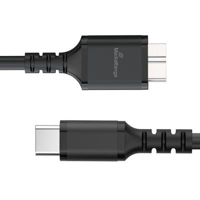Mediarange Ladecable Micro-B A Usb-C Usb 3.0, 0,5m, Sw