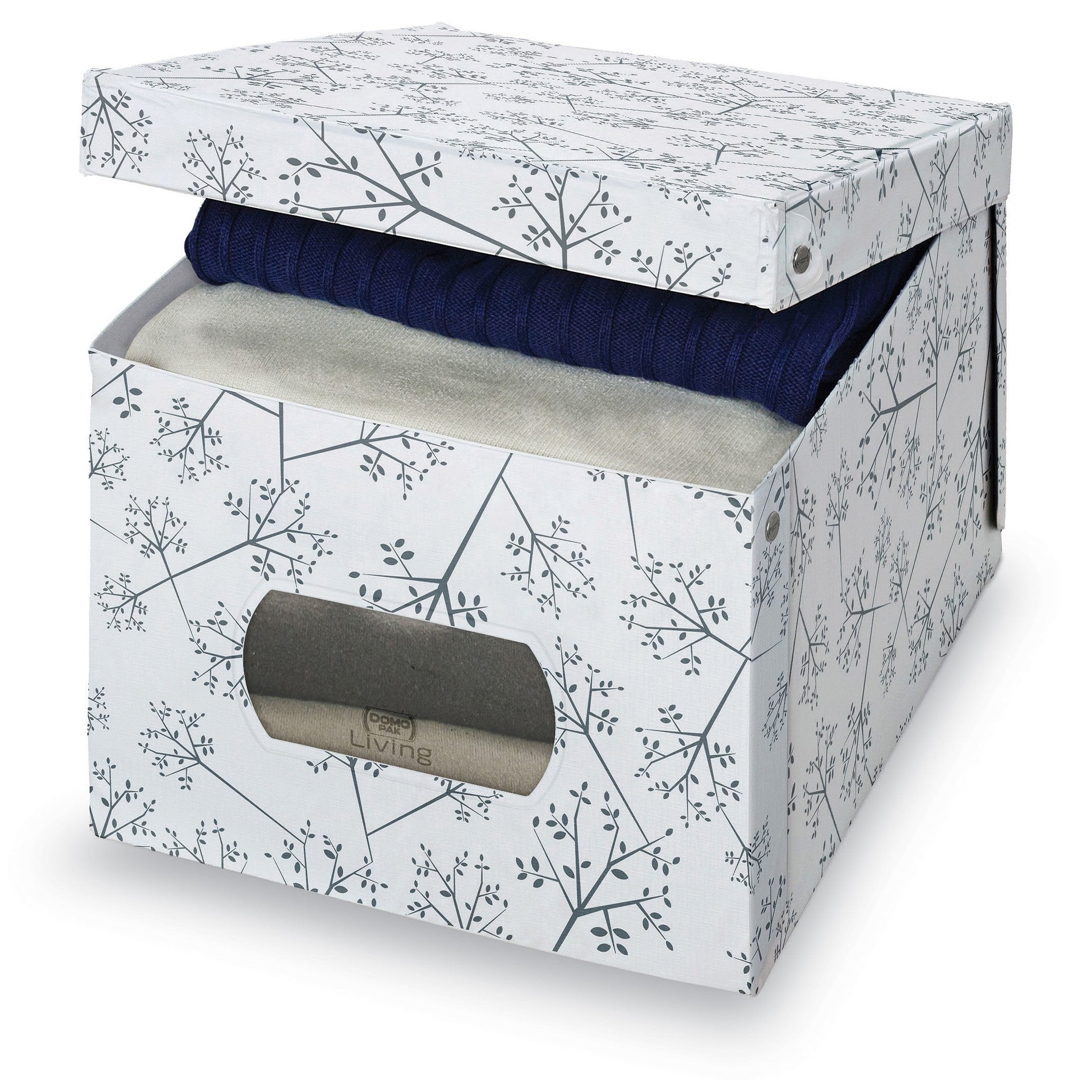 EAN 8001410071163 - Domopak 916050 caja de almacenaje Rectangular Caja de cartón, Cloruro de polivinilo Gris, Blanco imagen 1