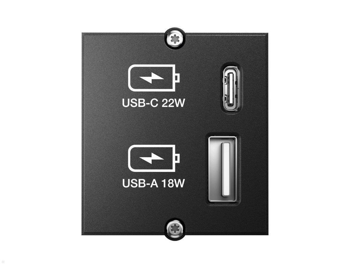 Bachmann Cargador Usb De Módulo Personalizado, Usb-A + Usb-C, Cargador Negro, Para Enchufes De Mesa 917227