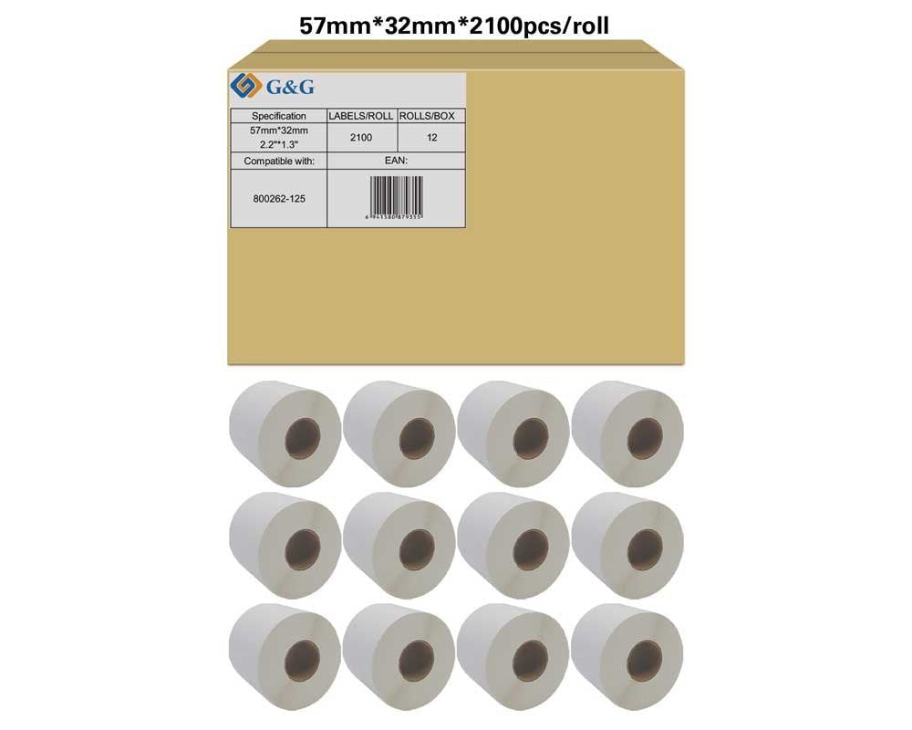 G&G 12x Etikettenrollen Compatible Con Zebra 800262-125