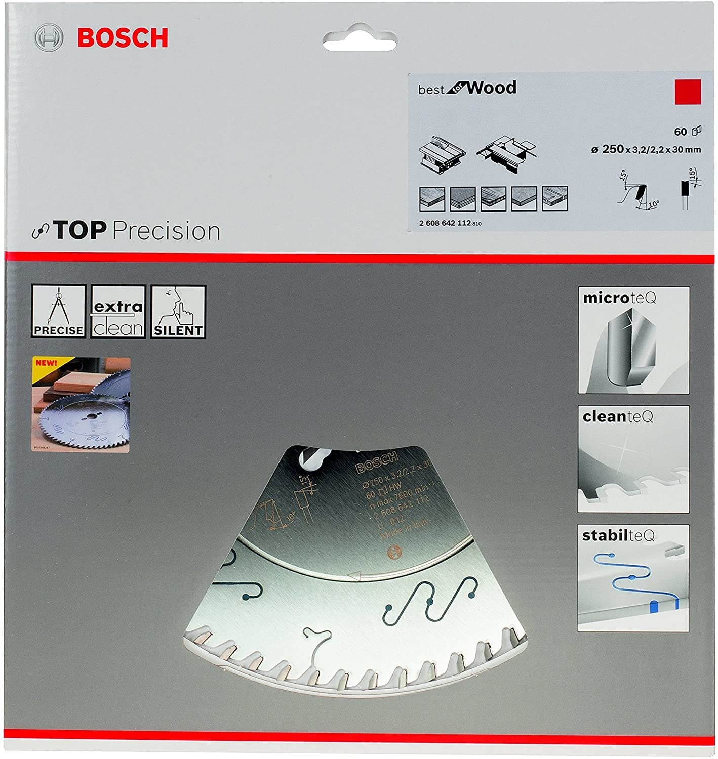 Hoja De Sierra Circular Bosch Best For Wood 250 Mm X 30 Mm - 60z