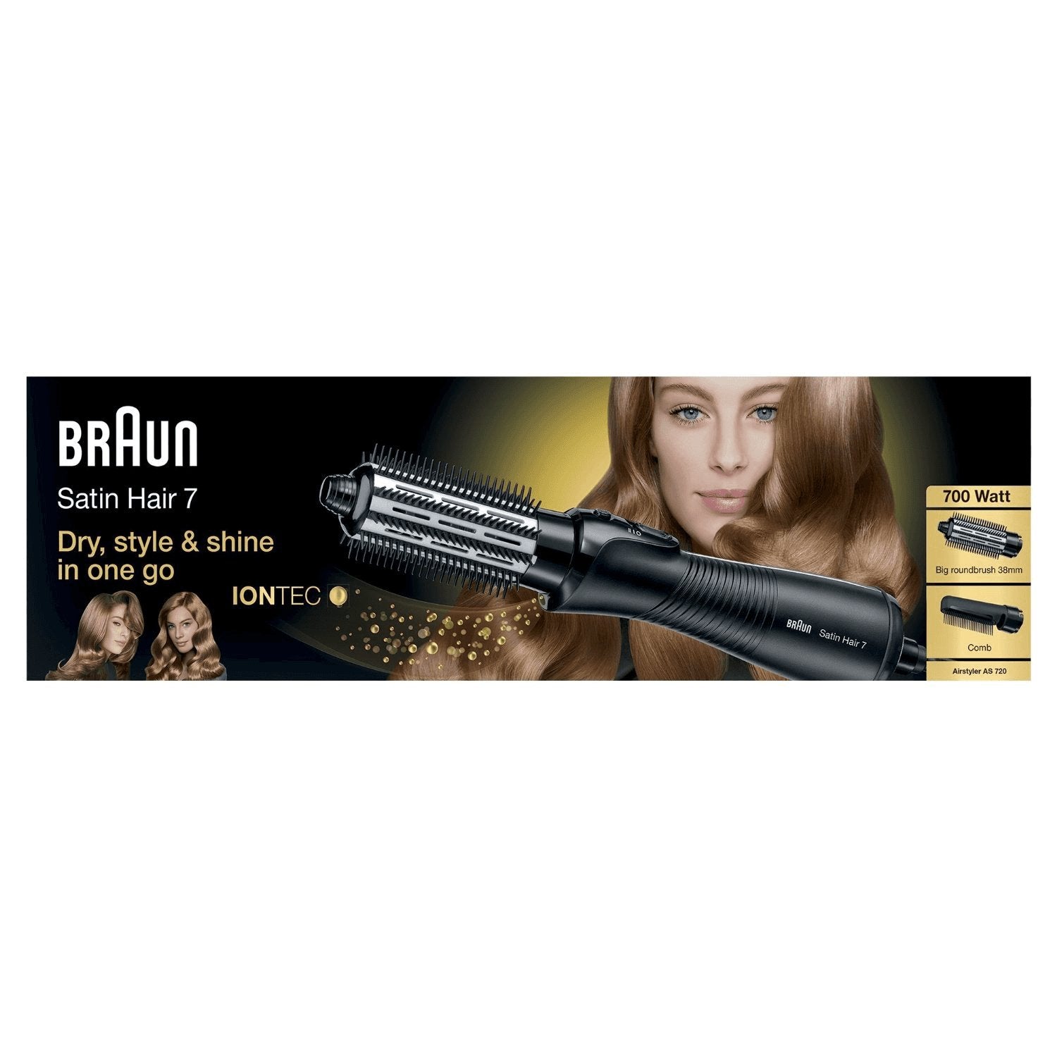Braun Satin Hair 7 As 720 Cepillo De Aire Caliente Negro, Plata 2 M 700 W