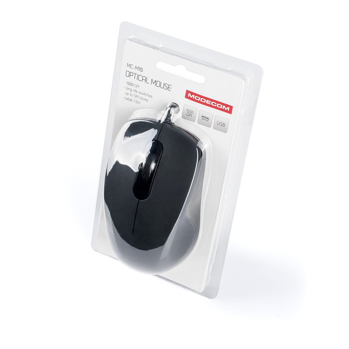 Modecom Mc-M10 Ratón Usb Tipo A Óptico 1000 Dpi Ambidextro