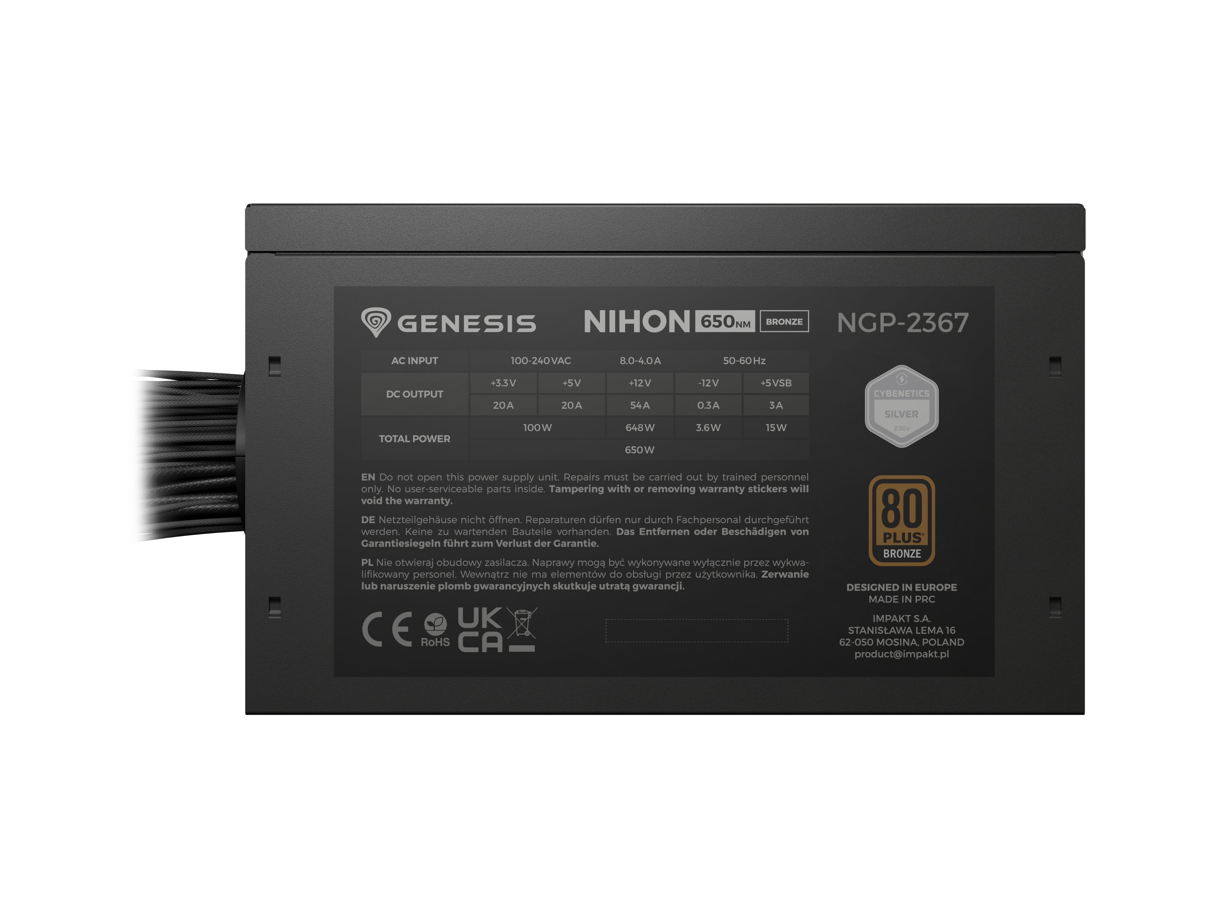 Fuente De Alimentación Genesis Nihon 650nm 650 W 20+4 Pin Atx Atx Negro