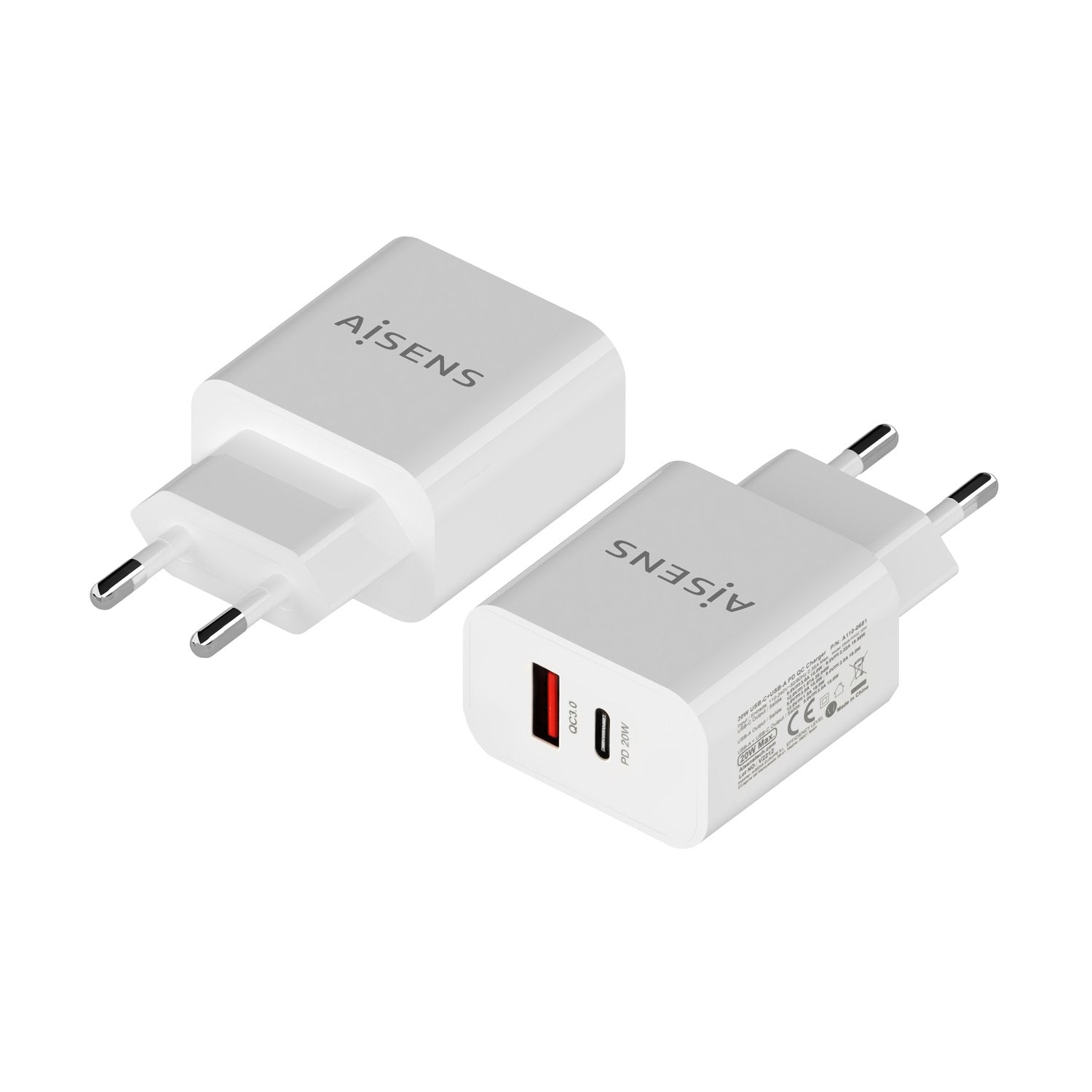 Aisens Cargador De Pared 1xusb Tipo-C 1xusb 20w A110-0681
