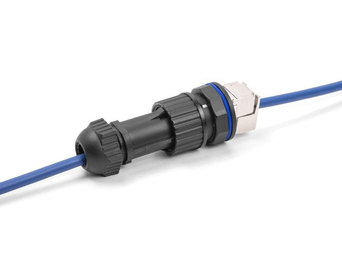 Delock 67049 Montaje De Campo Macho Rj45 Cat.6a Con Acoplador De Paso Ip68 Resistente Al Polvo Y Al Agua, En Negro