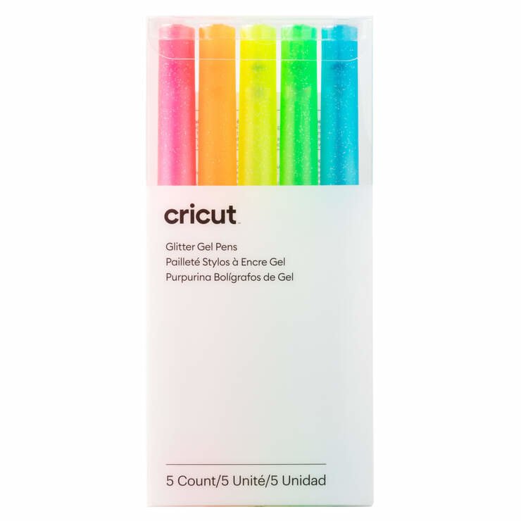 EAN 0093573950339 - Cricut Glitter Bolígrafo de gel con tapa Azul, Verde, Naranja, Rosa, Amarillo 5 pieza(s) imagen 1