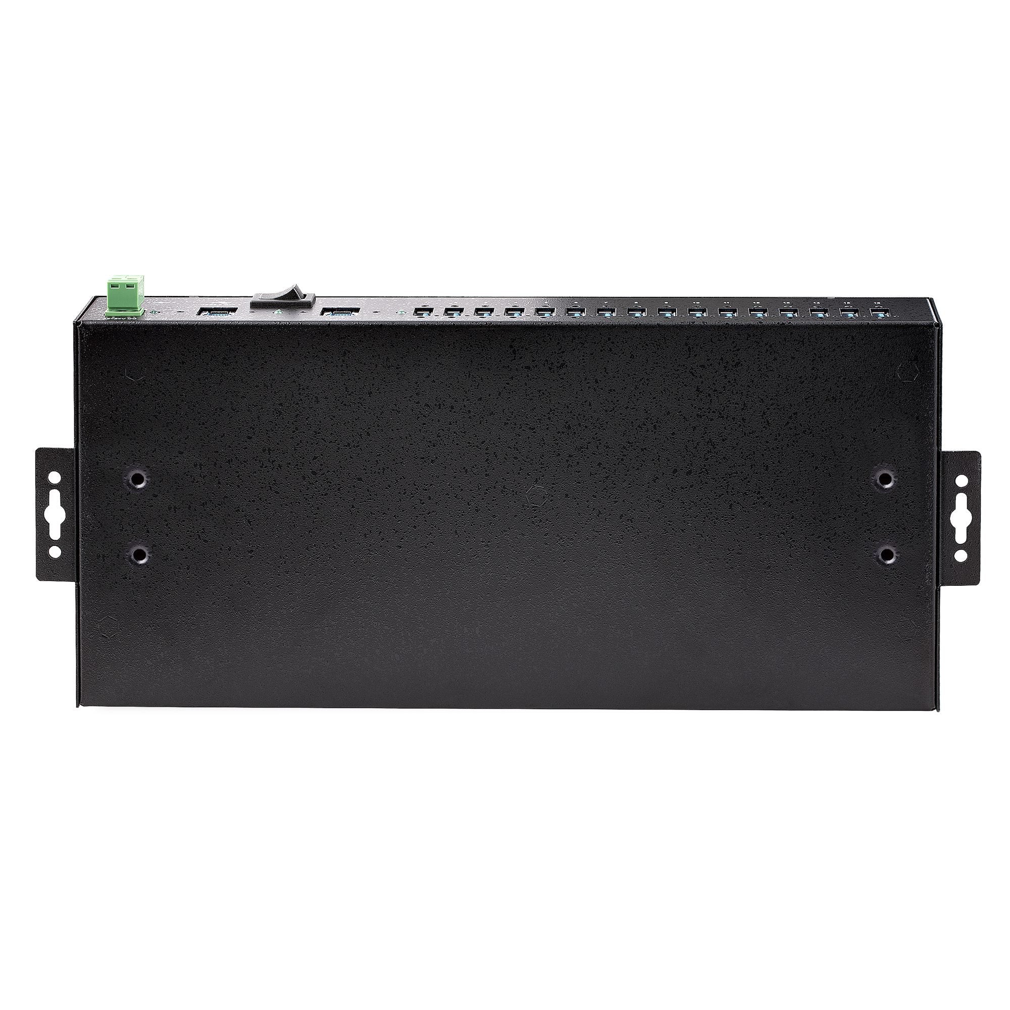 Startech.Com Hub Ladrón Usb 3.0 5gb De 16 Puertos Industrial - Metal - Montaje En Rack/Superficie/Din - Carga Compartida Usb 120w - Esd - Bloque De Terminales - Switch De 2 Hosts