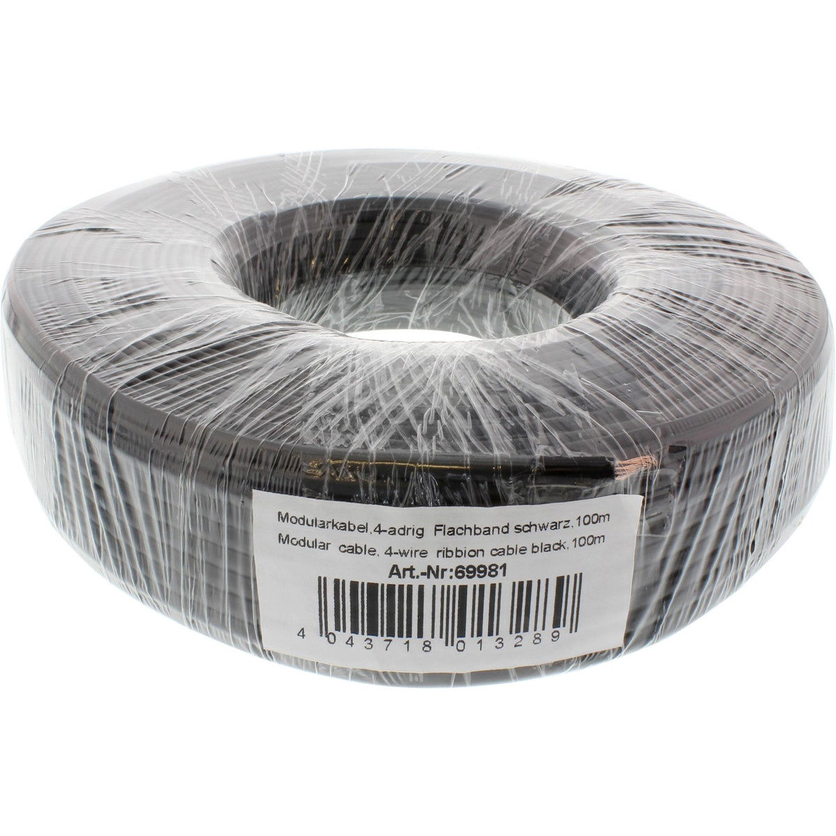 Cable Modular Inline Cable Plano De 4 Hilos Negro 100 M