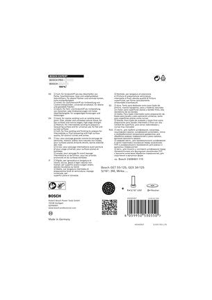 Almohadilla De Soporte Universal Multiagujero Bosch Expert, Blanda, Ø125 Mm, M8+5/16", Plato Lijador (Negro, Para Lijadoras Excéntricas)