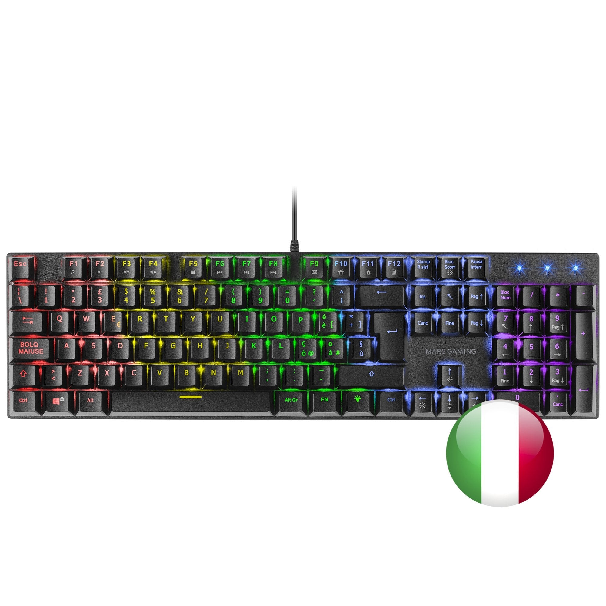 Mars Gaming Teclado Mecanico Rgb Mk422 - Tecnologia Antipolvo - Efectos De Iluminacion Rainbow - Teclas