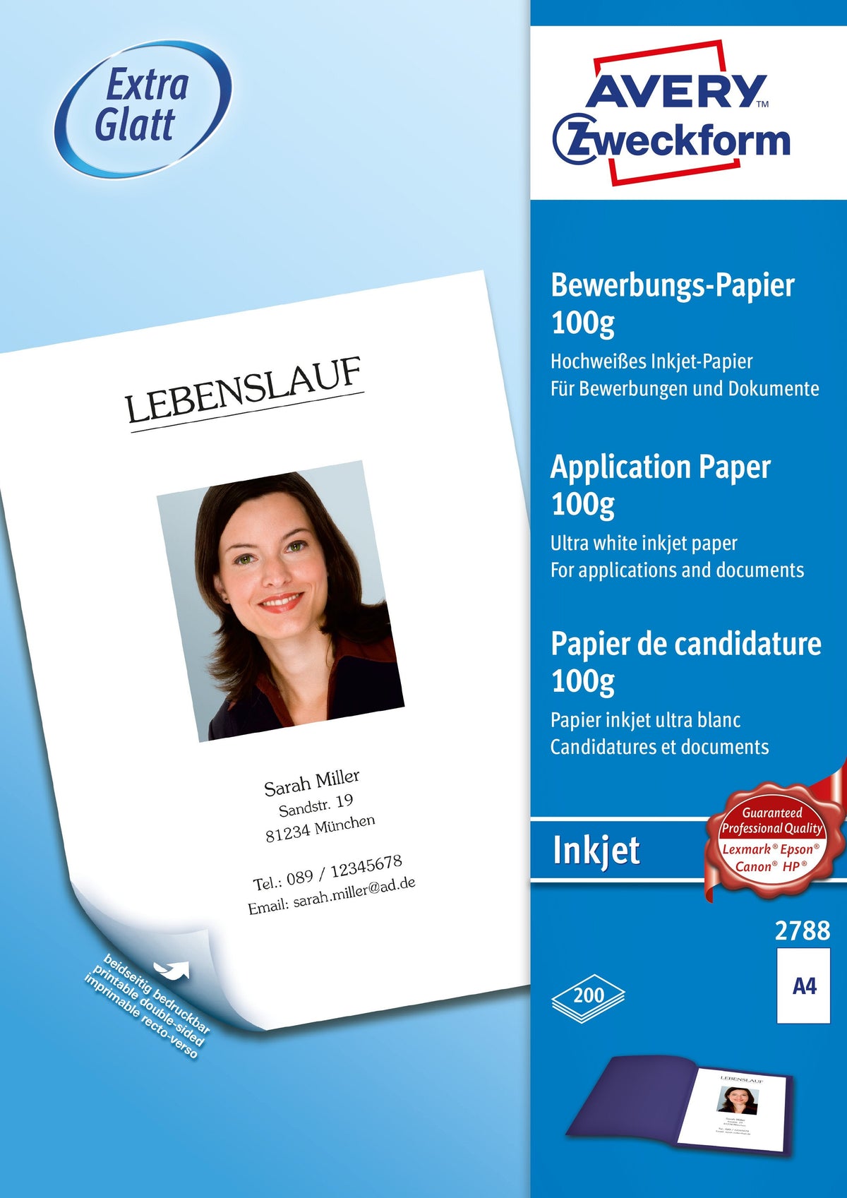 Avery Zweckform Bewerbungs-Sets Inkjet Din A4 Satinado 100 G M²