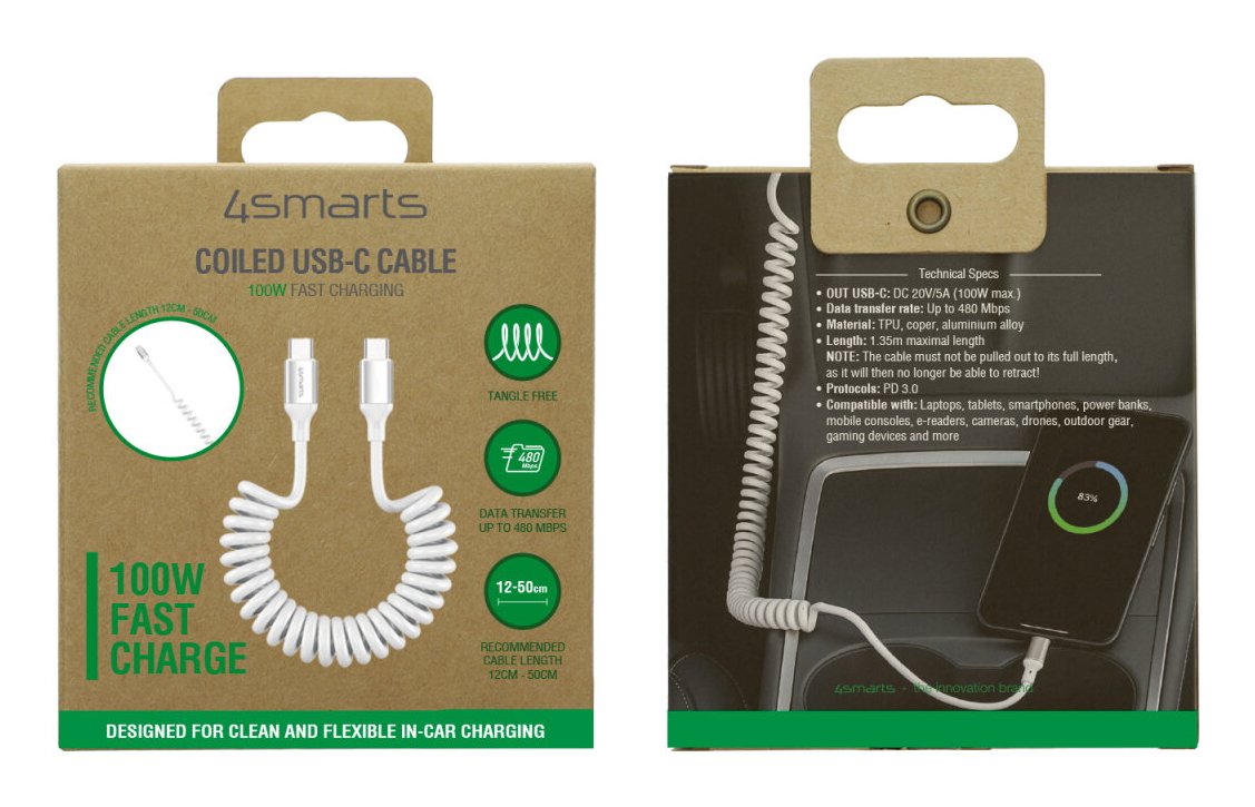 4smarts Usb-C Spiralcable 100w, Wei