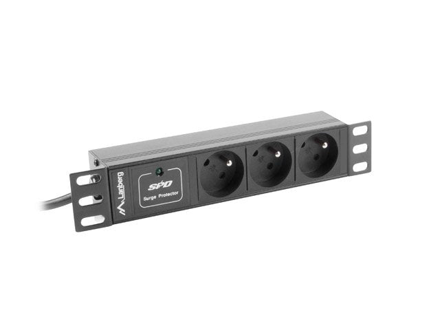 EAN 5901969416800 - Lanberg PDU-03E-0200-BK unidad de distribución de energía (PDU) 3 salidas AC 1U Negro imagen 1