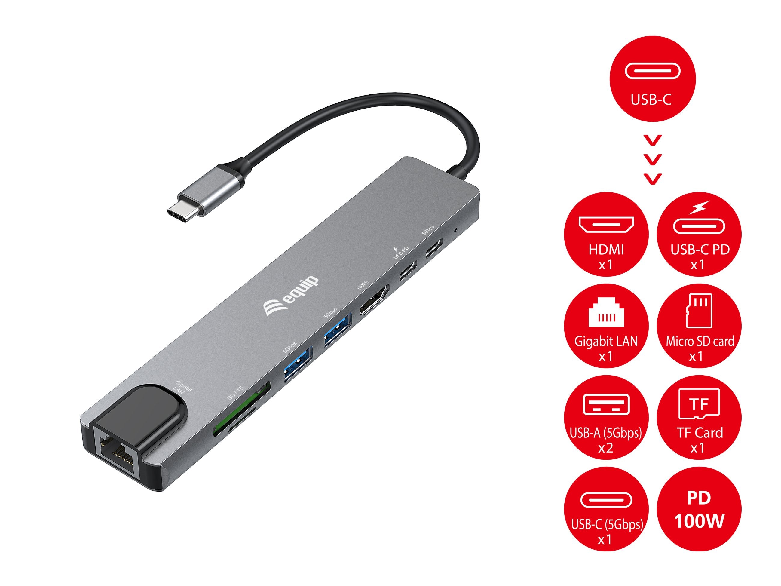 EAN 4015867239735 - Equip 133497 base para portátil y replicador de puertos Alámbrico USB Tipo C Negro, Gris imagen 6