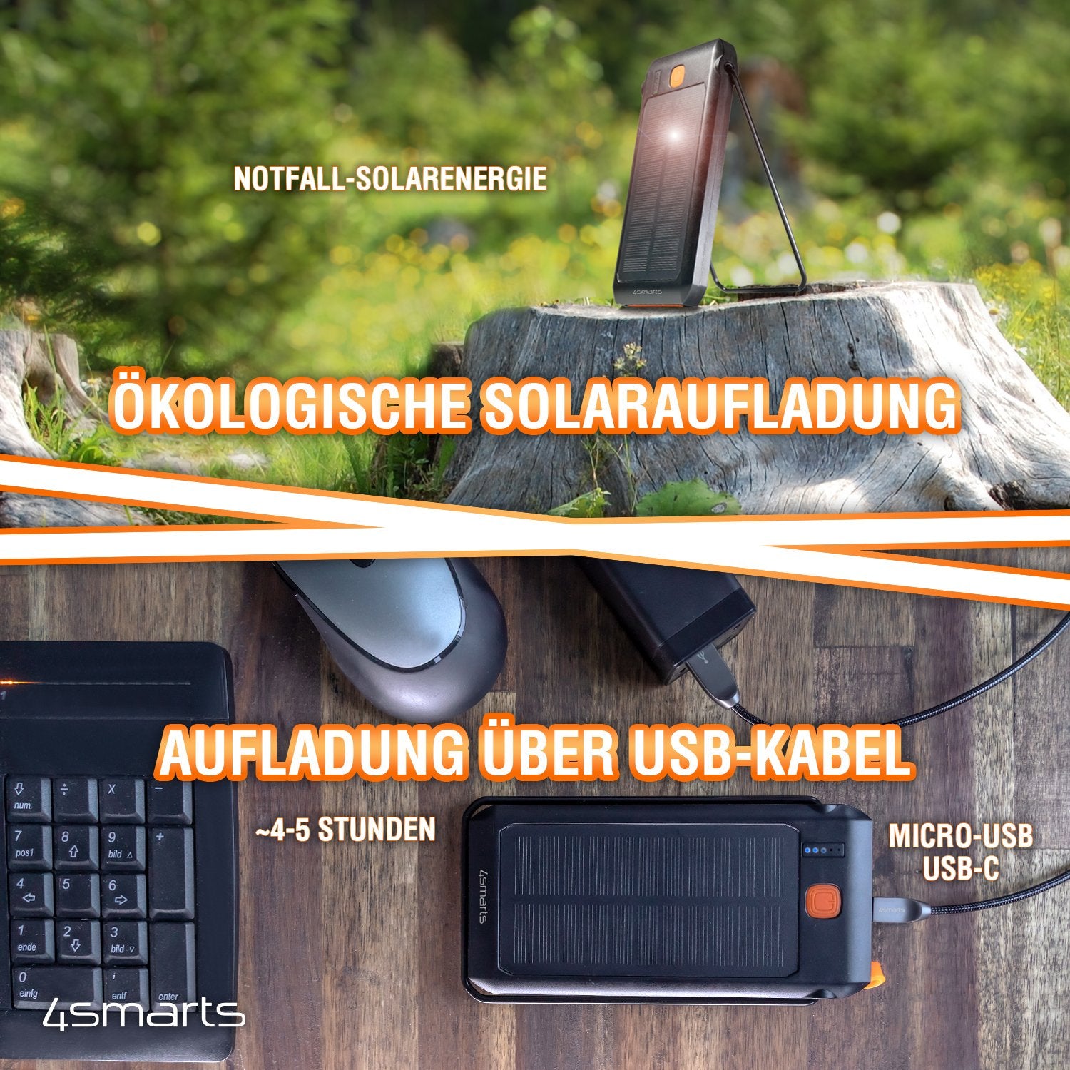 EAN 4252011900220 - 4smarts TitanPack Flex Polímero de litio 10000 mAh Negro, Naranja imagen 11