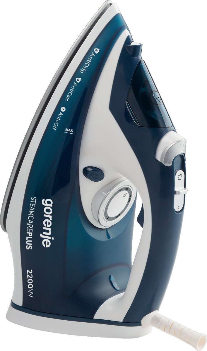 Gorenje Plancha De Vapor Sih2200tqc Plancha De Vapor, 2200 W, Capacidad Del Depã³sito De Agua 300 Ml, Vapor Continuo 30 G/Min, Azul/Blanco