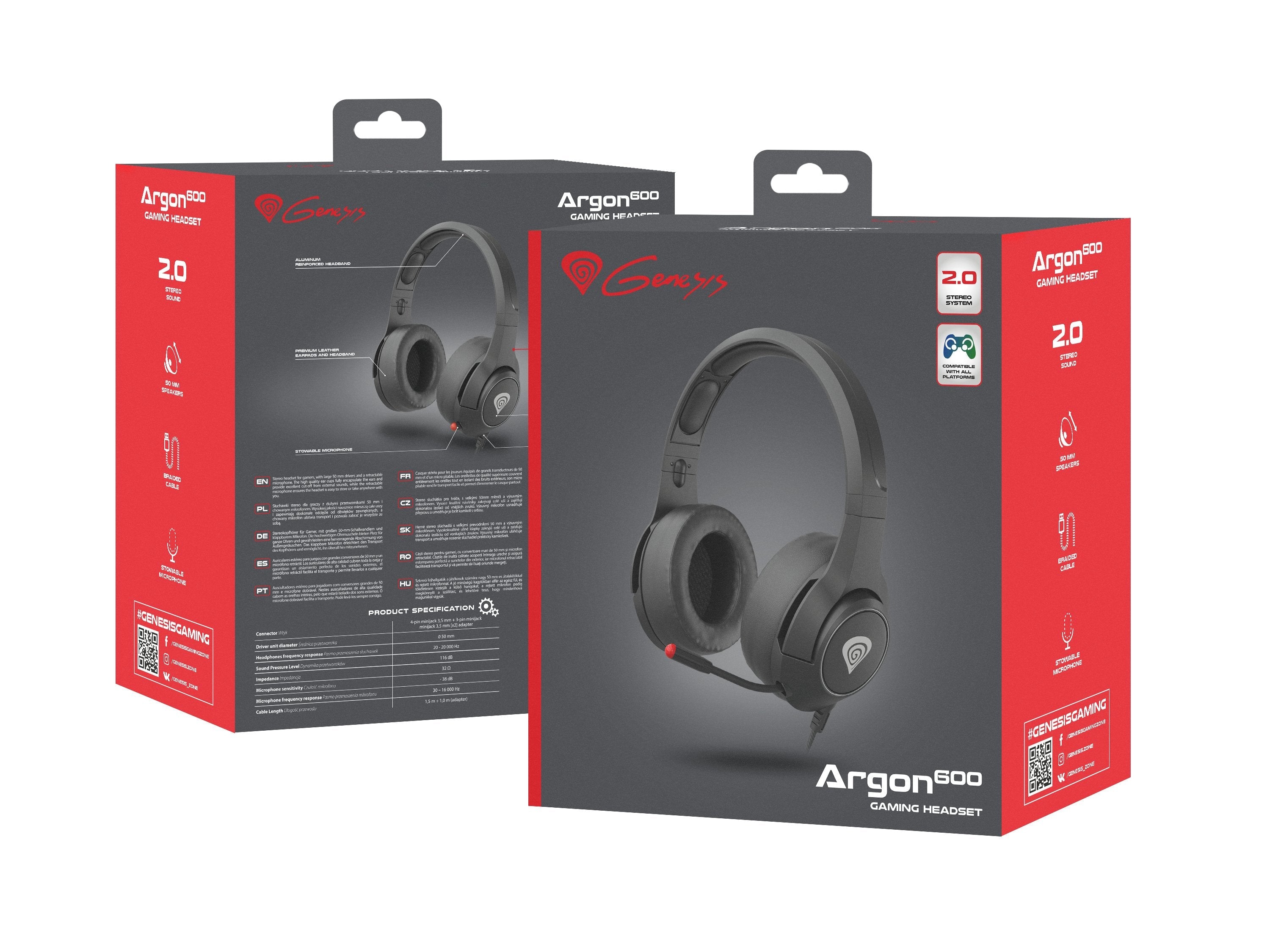 Natec Genesis Gaming Auriculares Argon 600 Adapter Black