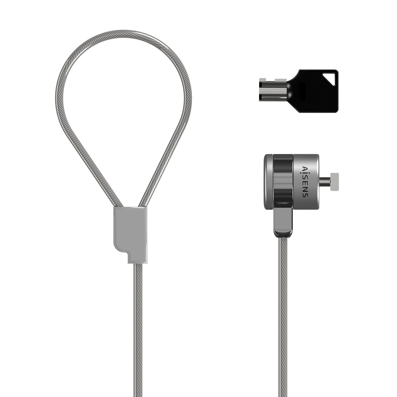 Aisens Cable De Seguridad Con Cerradura De Llave Para Ordenador, Monitor, Portatil - 1.5m